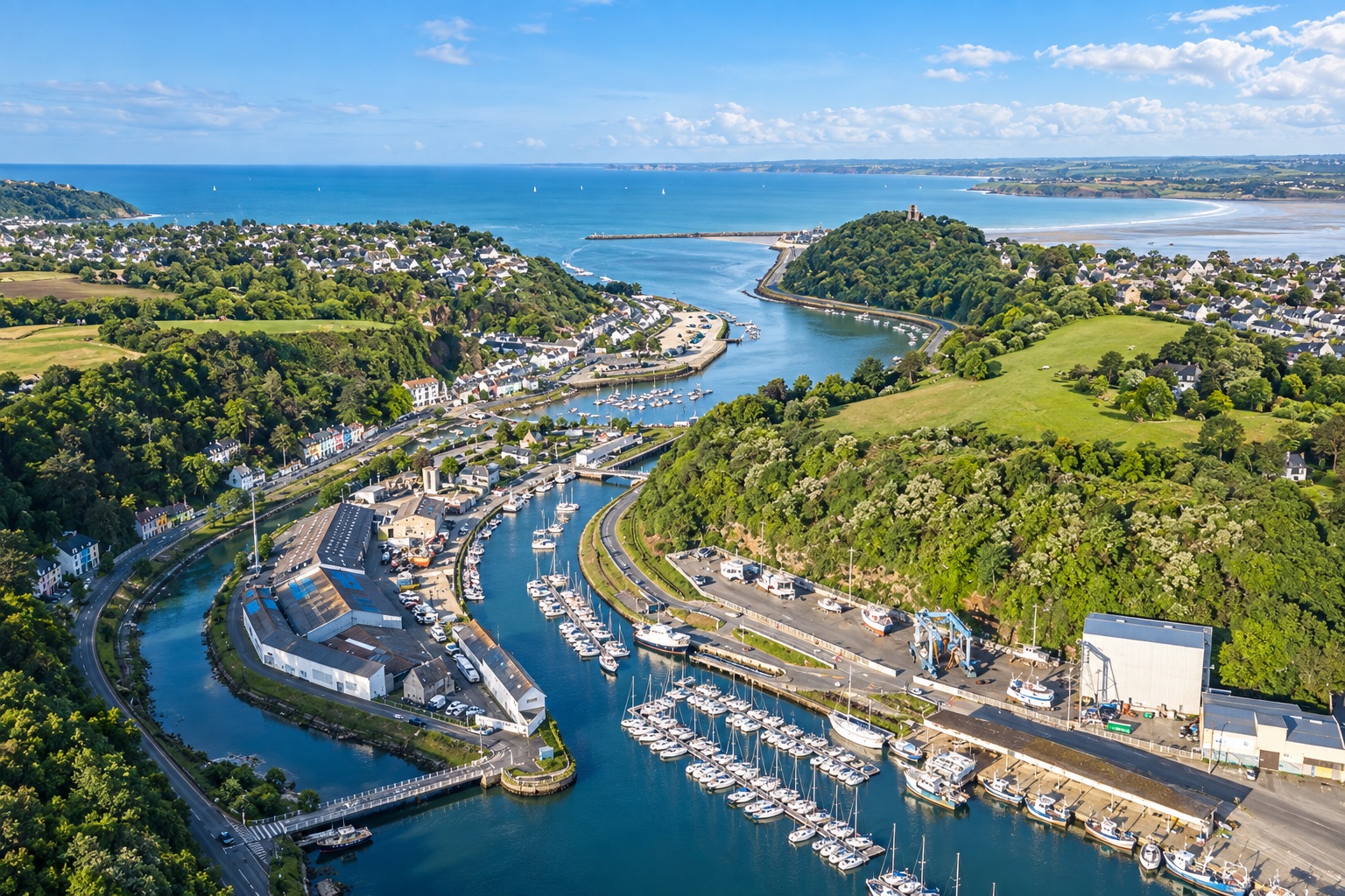 Vue du port, de l’estuaire et du littoral des Côtes-d’Armor